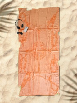 Πετσέτα Θαλάσσης Βαμβακερή Πορτοκαλί Compass 650gsm Γαρύφαλλο 90x170 | Γαρύφαλλο - Λευκά Εϊδη